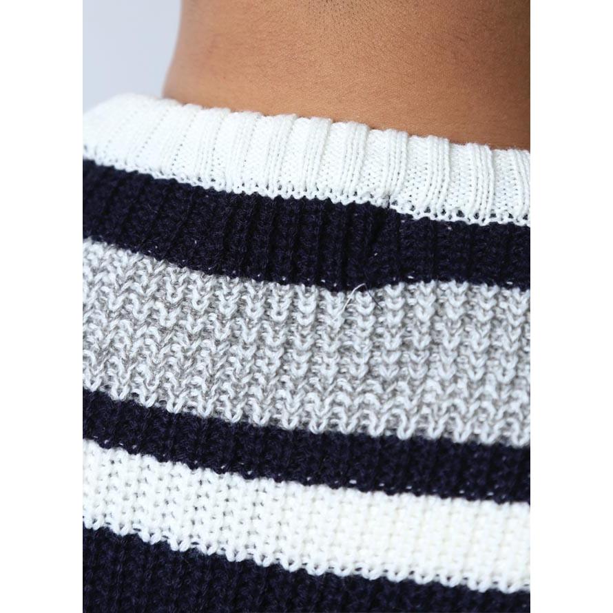 大きいサイズ ニット セーター メンズ 長袖  ボーダー アクリル 3L 4L 5L カジュアル 青 黒 白 グレー 秋 冬 |  | 03