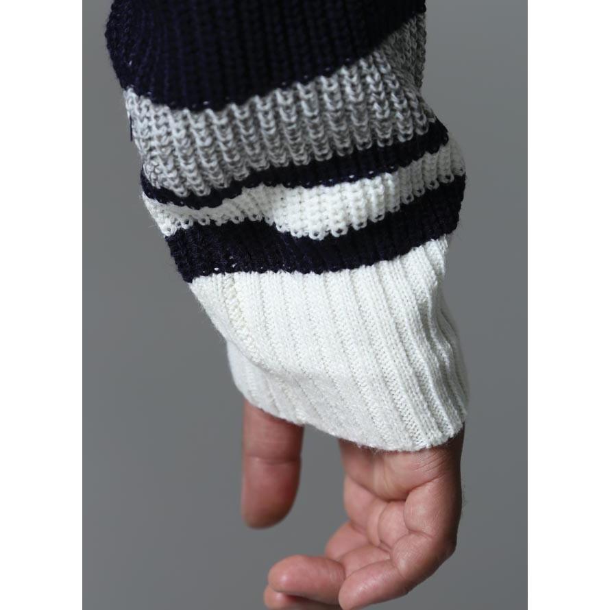 大きいサイズ ニット セーター メンズ 長袖  ボーダー アクリル 3L 4L 5L カジュアル 青 黒 白 グレー 秋 冬 |  | 05