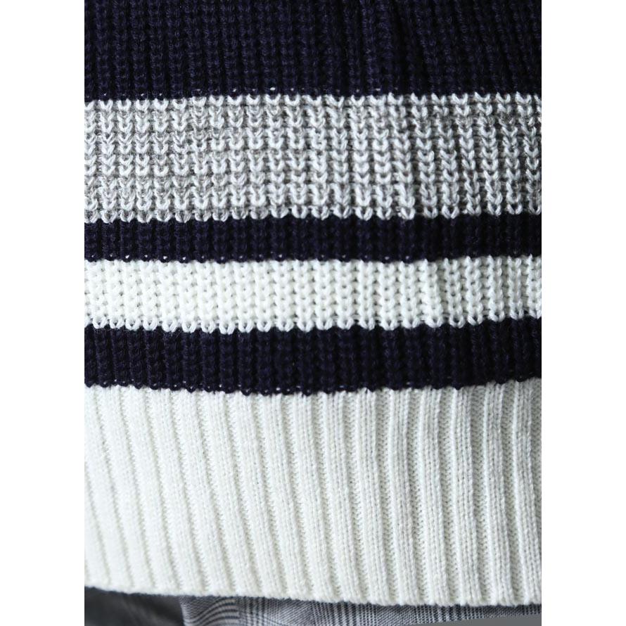 大きいサイズ ニット セーター メンズ 長袖  ボーダー アクリル 3L 4L 5L カジュアル 青 黒 白 グレー 秋 冬 |  | 06