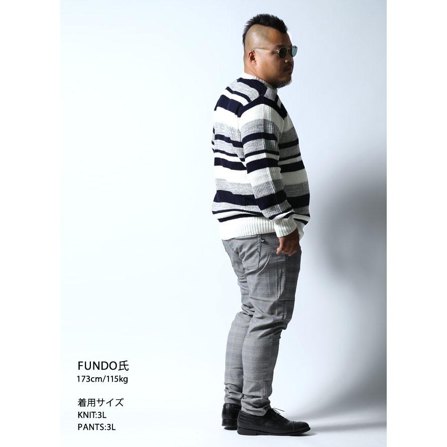 大きいサイズ ニット セーター メンズ 長袖  ボーダー アクリル 3L 4L 5L カジュアル 青 黒 白 グレー 秋 冬 |  | 08