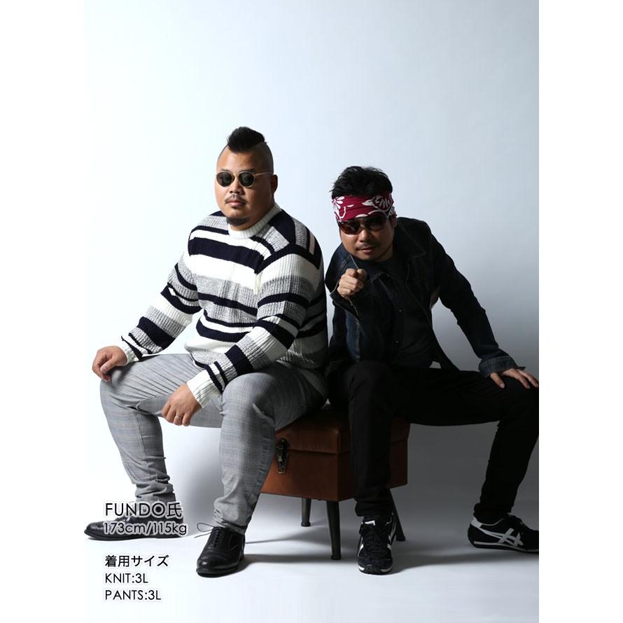 大きいサイズ ニット セーター メンズ 長袖  ボーダー アクリル 3L 4L 5L カジュアル 青 黒 白 グレー 秋 冬 |  | 10