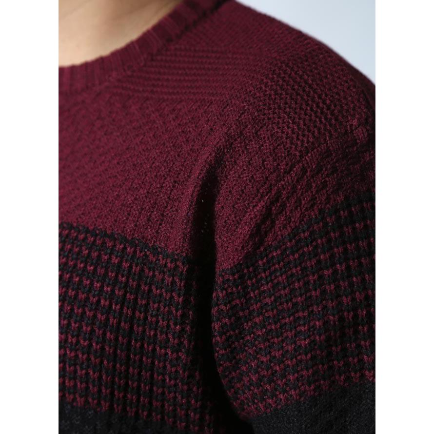 大きいサイズ ニット セーター メンズ 編み変え グラデ アクリル ワッフル 3L 4L 5L カジュアル 紺 赤 秋 冬 |  | 03