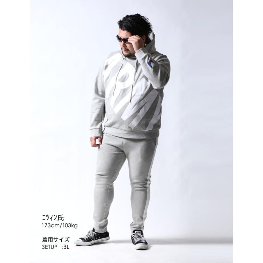 大きいサイズ パーカー メンズ ビックロゴ セットアップ 上下セット