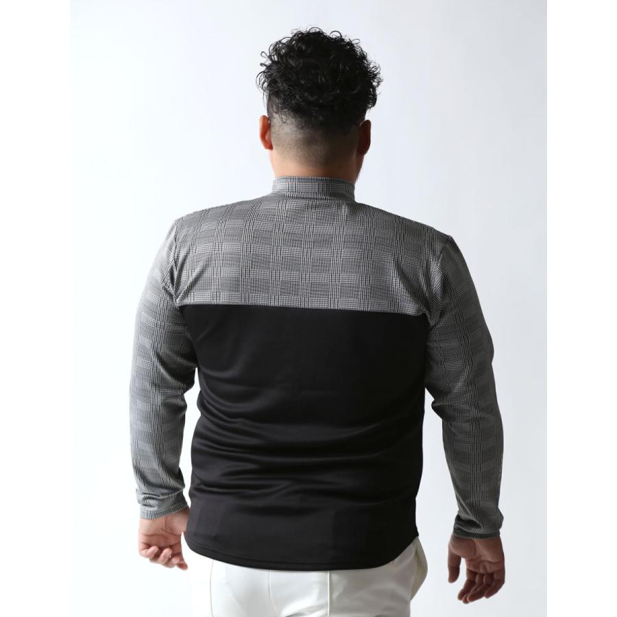 大きいサイズ 長袖Tシャツ カットソー メンズ モックネック