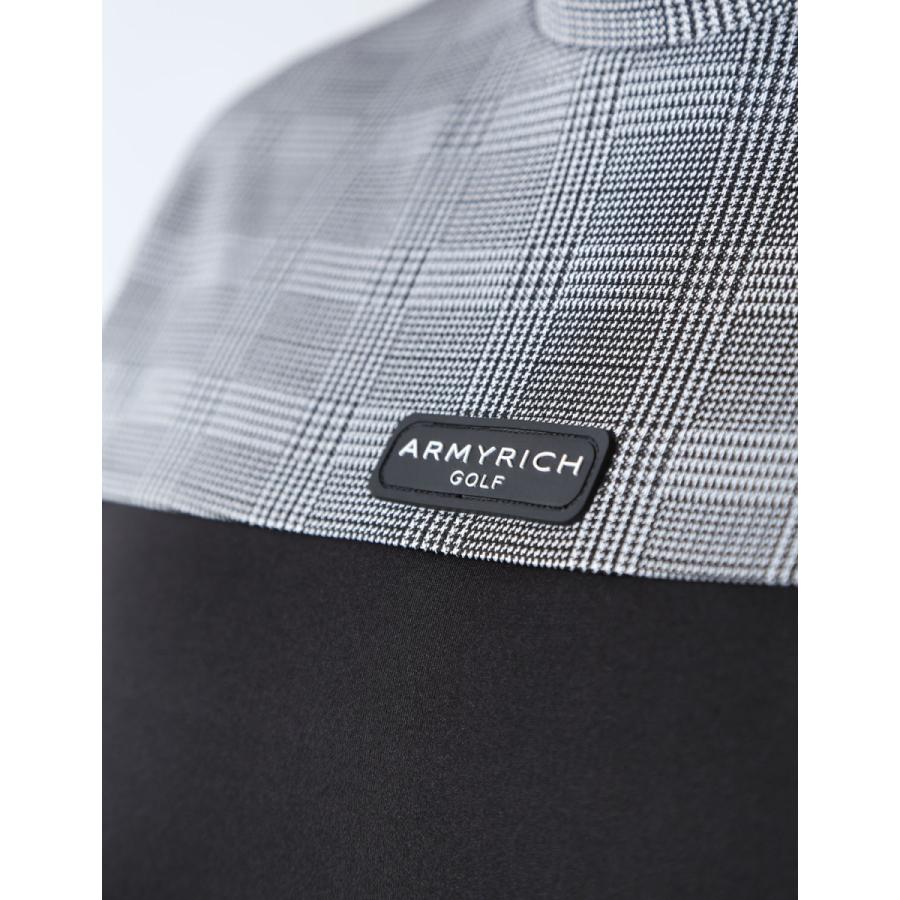 大きいサイズ 長袖Tシャツ カットソー メンズ   モックネック グレンチェック 切替 ストレッチ 3L    ゴルフ スポーツ カジュアル 黄 緑　黒 春 夏 秋 冬 |  | 20