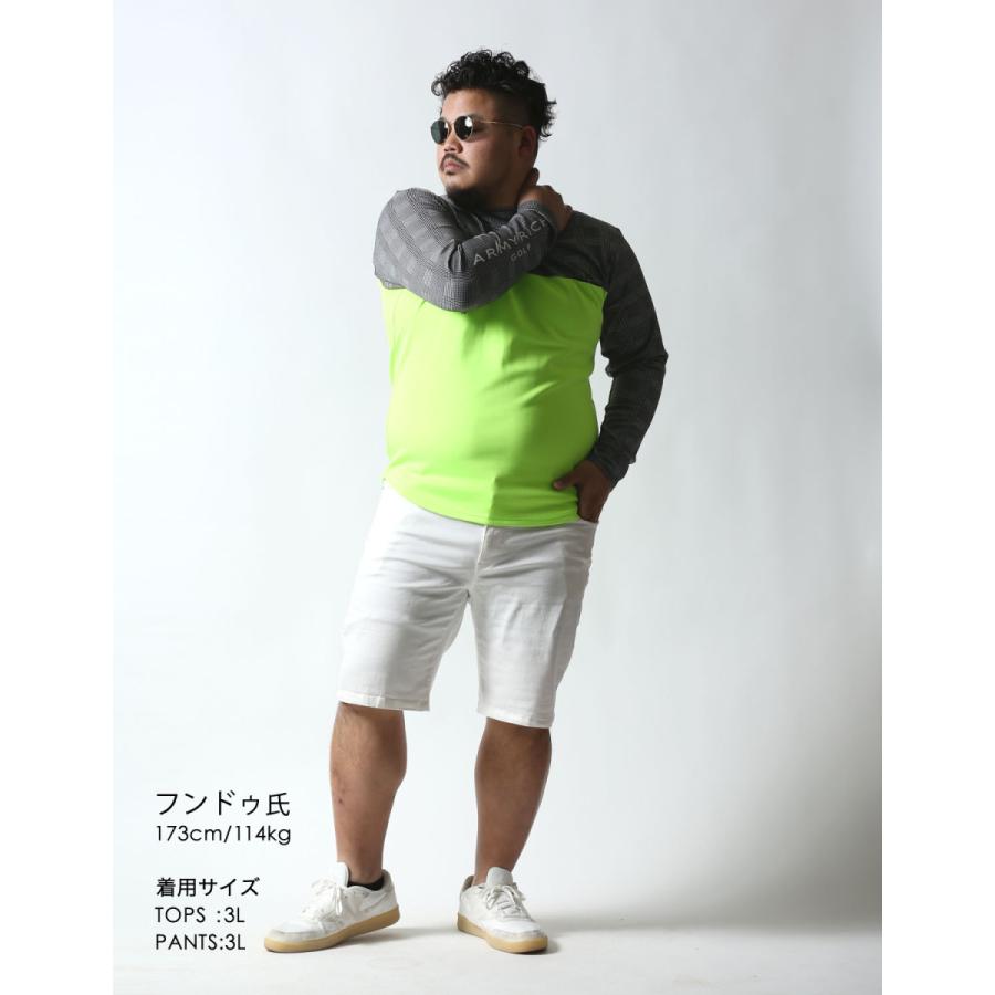 大きいサイズ 長袖Tシャツ カットソー メンズ   モックネック グレンチェック 切替 ストレッチ 3L    ゴルフ スポーツ カジュアル 黄 緑　黒 春 夏 秋 冬 |  | 12