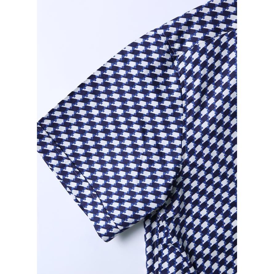 大きいサイズ 半袖シャツ カジュアルシャツ メンズ ボタンダウン 柄シャツ 幾何学模様 カジュアル 限定1点 紺 春 夏 3L(52) |  | 03