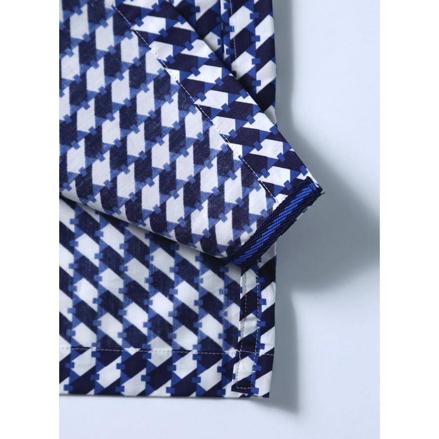 大きいサイズ 半袖シャツ カジュアルシャツ メンズ ボタンダウン 柄シャツ 幾何学模様 カジュアル 限定1点 紺 春 夏 3L(52) |  | 06