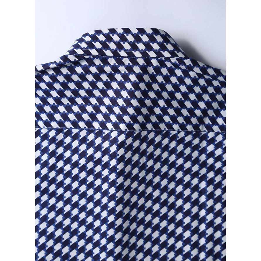 大きいサイズ 半袖シャツ カジュアルシャツ メンズ ボタンダウン 柄シャツ 幾何学模様 カジュアル 限定1点 紺 春 夏 3L(52) |  | 08