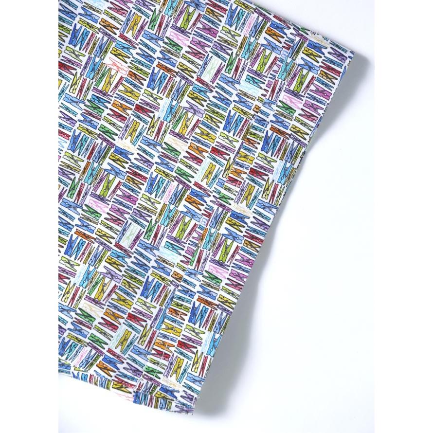 大きいサイズ 半袖シャツ カジュアルシャツ メンズ ボタンダウン  洗濯バサミ柄 日本製 イタリア生地 3L カラフル 春 夏 |  | 06