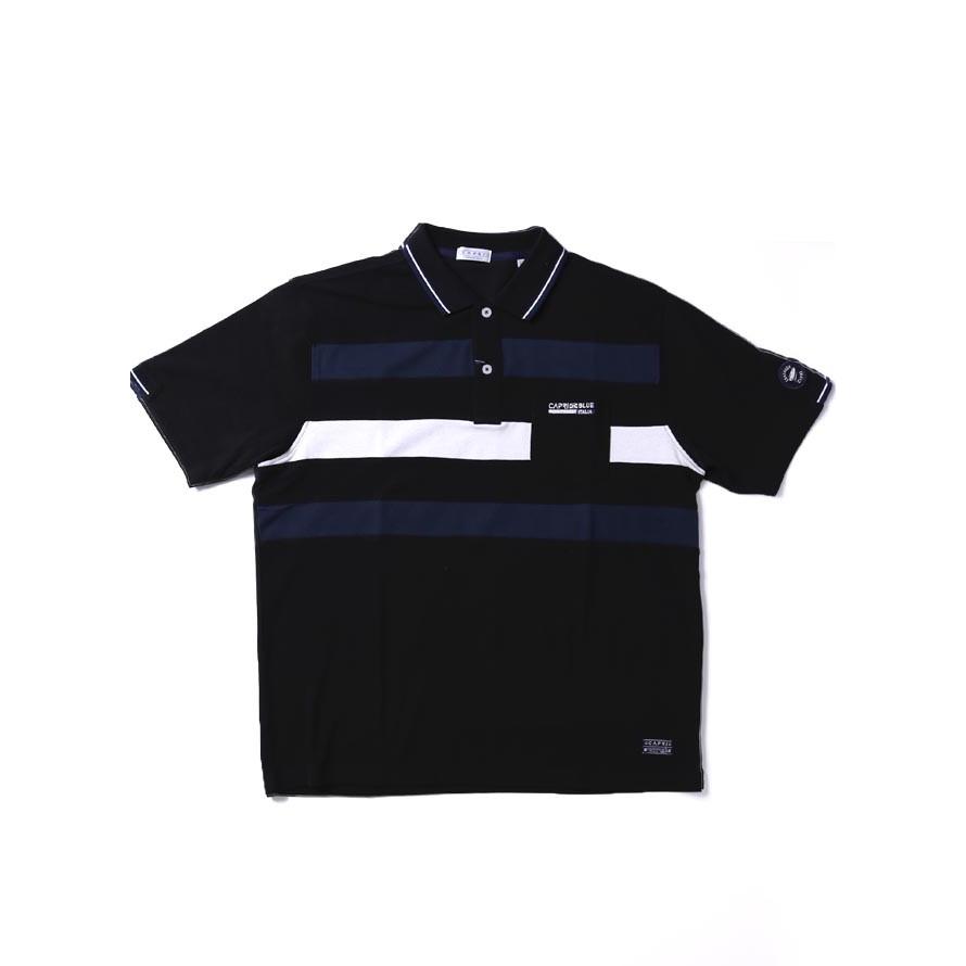 大きいサイズ ポロシャツ メンズ 胸ポケット ニット 3段切り替え CAPRI(カプリ) 刺繍入り 2L 3L カジュアル 紺 春 夏 |  | 01