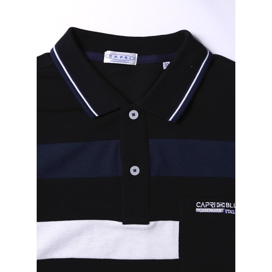 大きいサイズ ポロシャツ メンズ 胸ポケット ニット 3段切り替え CAPRI(カプリ) 刺繍入り 2L 3L カジュアル 紺 春 夏 |  | 02