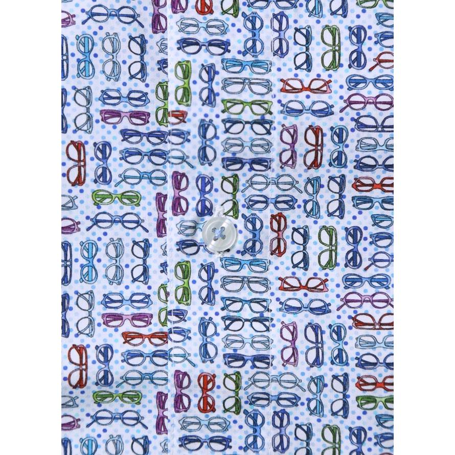 大きいサイズ 半袖シャツ カジュアルシャツ メンズ ボタンダウン 眼鏡柄 日本製 イタリア生地 3L カラフル 春 夏 |  | 05