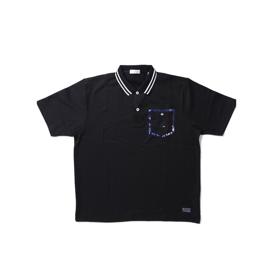 大きいサイズ ポロシャツ メンズ 胸ポケット ニット 日本製 CAPRI(カプリ)ポイント花柄 2L 3Lカジュアル ゴルフ 黒 春 夏 |  | 01