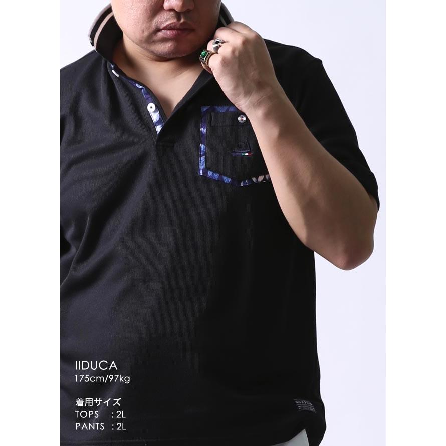 大きいサイズ ポロシャツ メンズ 胸ポケット ニット 日本製 CAPRI(カプリ)ポイント花柄 2L 3Lカジュアル ゴルフ 黒 春 夏 |  | 10