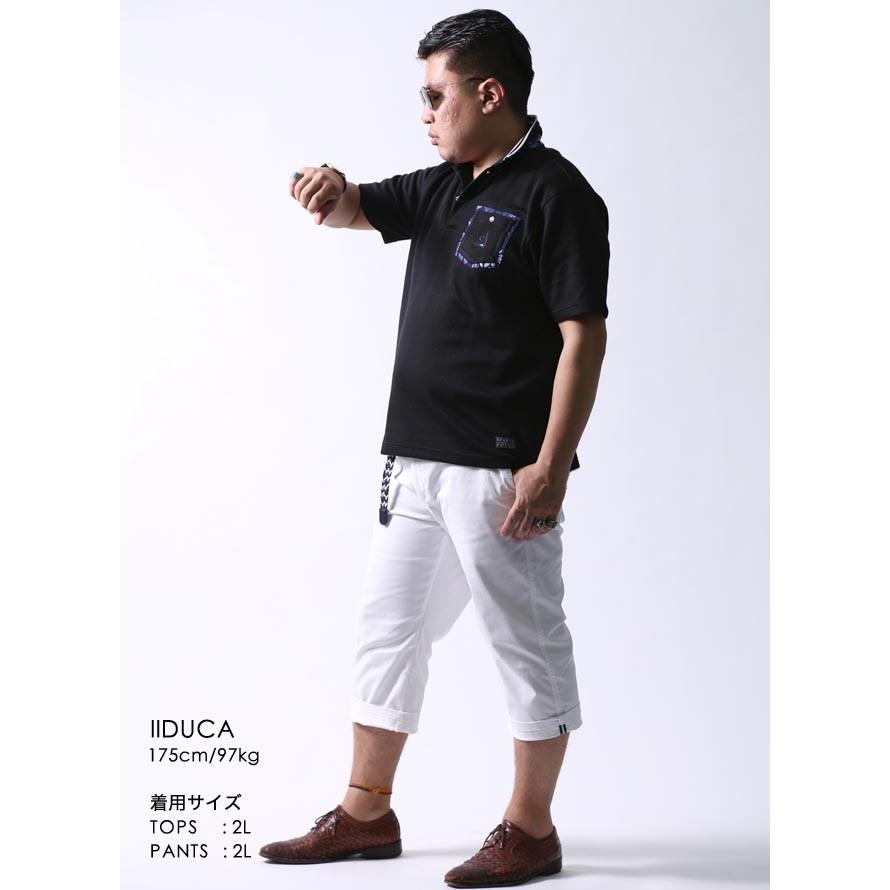 大きいサイズ ポロシャツ メンズ 胸ポケット ニット 日本製 CAPRI(カプリ)ポイント花柄 2L 3Lカジュアル ゴルフ 黒 春 夏 |  | 11