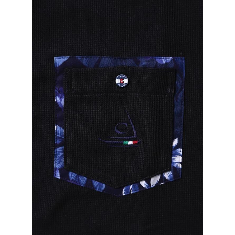 大きいサイズ ポロシャツ メンズ 胸ポケット ニット 日本製 CAPRI(カプリ)ポイント花柄 2L 3Lカジュアル ゴルフ 黒 春 夏 |  | 03