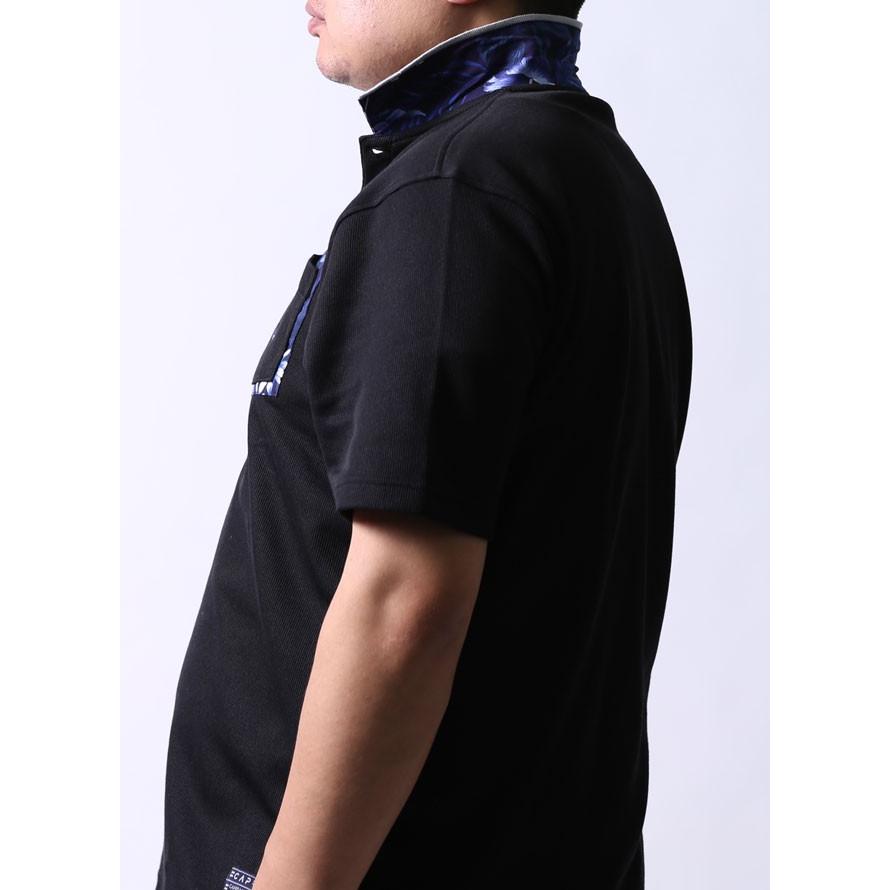 大きいサイズ ポロシャツ メンズ 胸ポケット ニット 日本製 CAPRI(カプリ)ポイント花柄 2L 3Lカジュアル ゴルフ 黒 春 夏 |  | 08