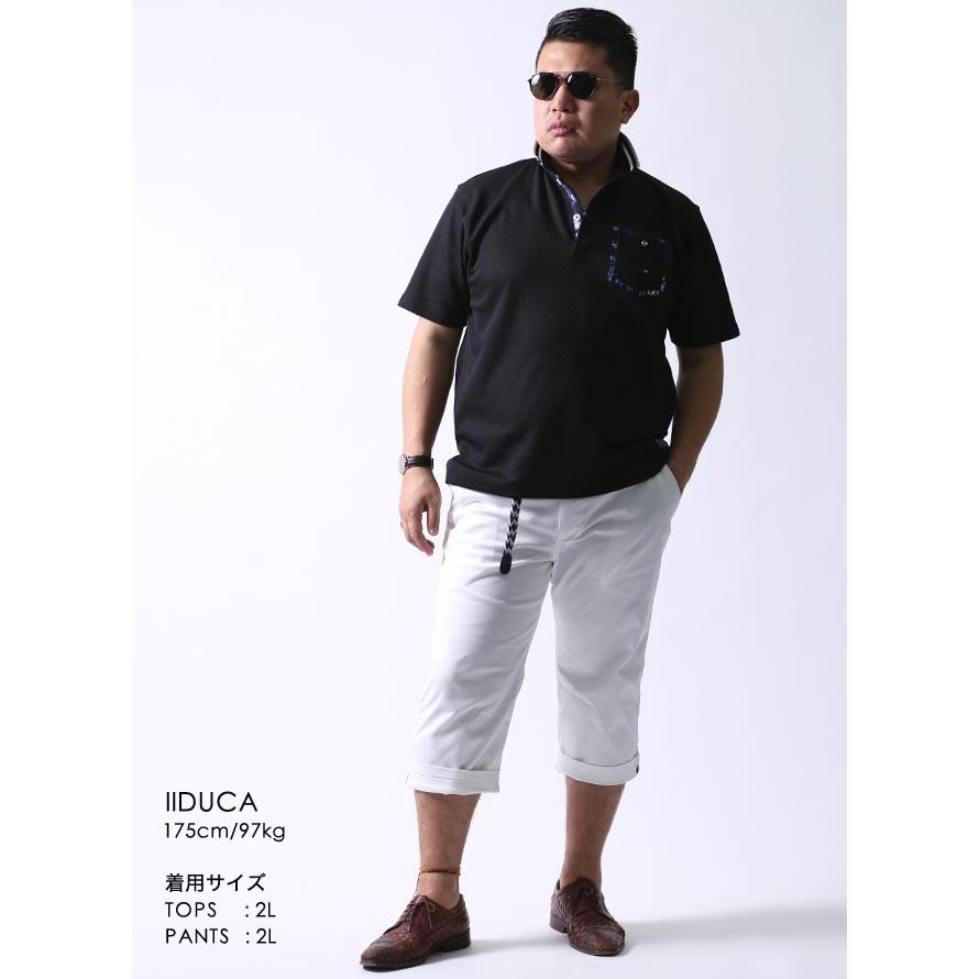 大きいサイズ ポロシャツ メンズ 胸ポケット ニット 日本製 CAPRI(カプリ)ポイント花柄 2L 3Lカジュアル ゴルフ 黒 春 夏 |  | 09