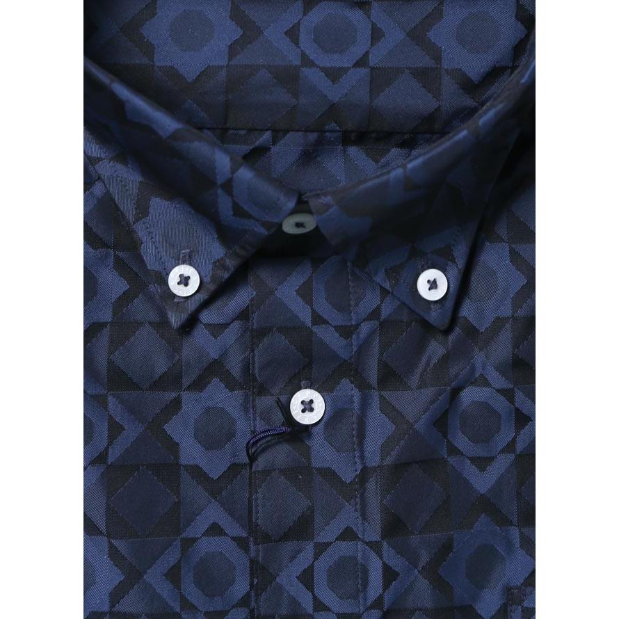 大きいサイズ 長袖シャツ カジュアルシャツ メンズ ボタンダウン CAPRI(カプリ) 幾何学模様 日本製 限定1点 2L(50) 紺 秋 冬 |  | 02