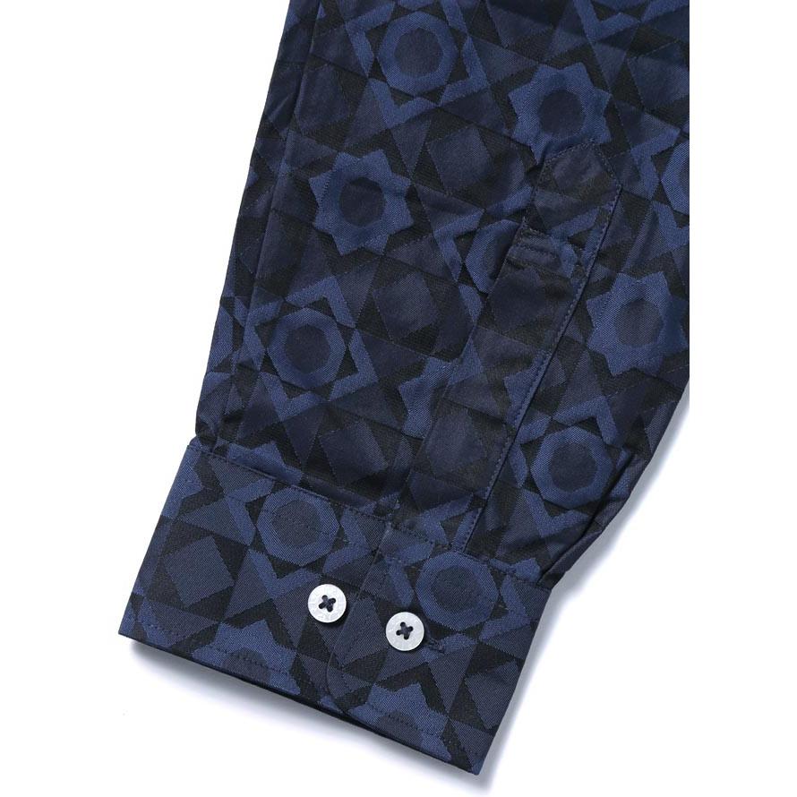 大きいサイズ 長袖シャツ カジュアルシャツ メンズ ボタンダウン CAPRI(カプリ) 幾何学模様 日本製 限定1点 2L(50) 紺 秋 冬 |  | 05