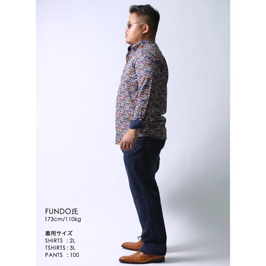 大きいサイズ 長袖シャツ カジュアルシャツ メンズ ボタンダウン barasssi カジノ柄 日本製 限定1点 2L 3L    紺 秋 冬 |  | 10