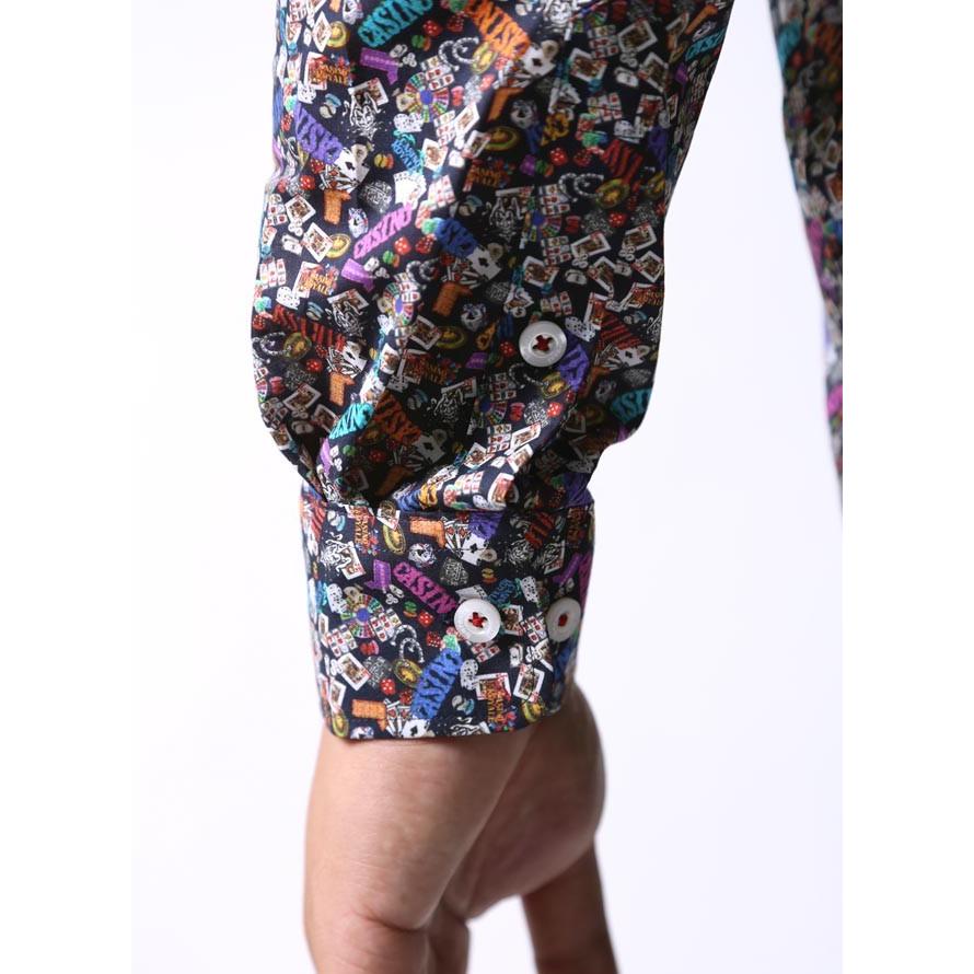 大きいサイズ 長袖シャツ カジュアルシャツ メンズ ボタンダウン barasssi カジノ柄 日本製 限定1点 2L 3L    紺 秋 冬 |  | 03