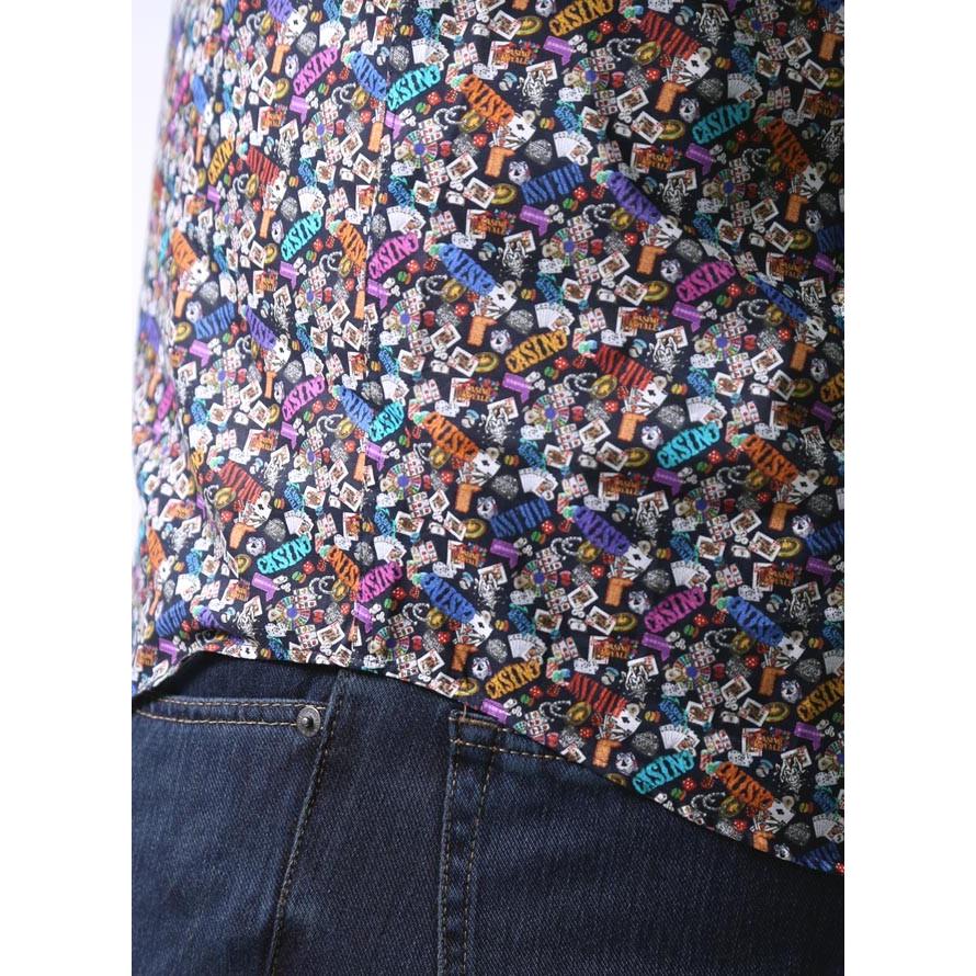 大きいサイズ 長袖シャツ カジュアルシャツ メンズ ボタンダウン barasssi カジノ柄 日本製 限定1点 2L 3L    紺 秋 冬 |  | 04