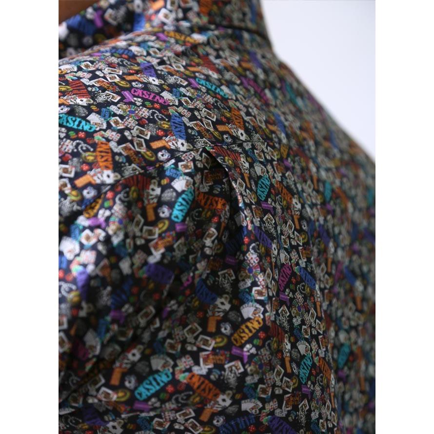 大きいサイズ 長袖シャツ カジュアルシャツ メンズ ボタンダウン barasssi カジノ柄 日本製 限定1点 2L 3L    紺 秋 冬 |  | 05