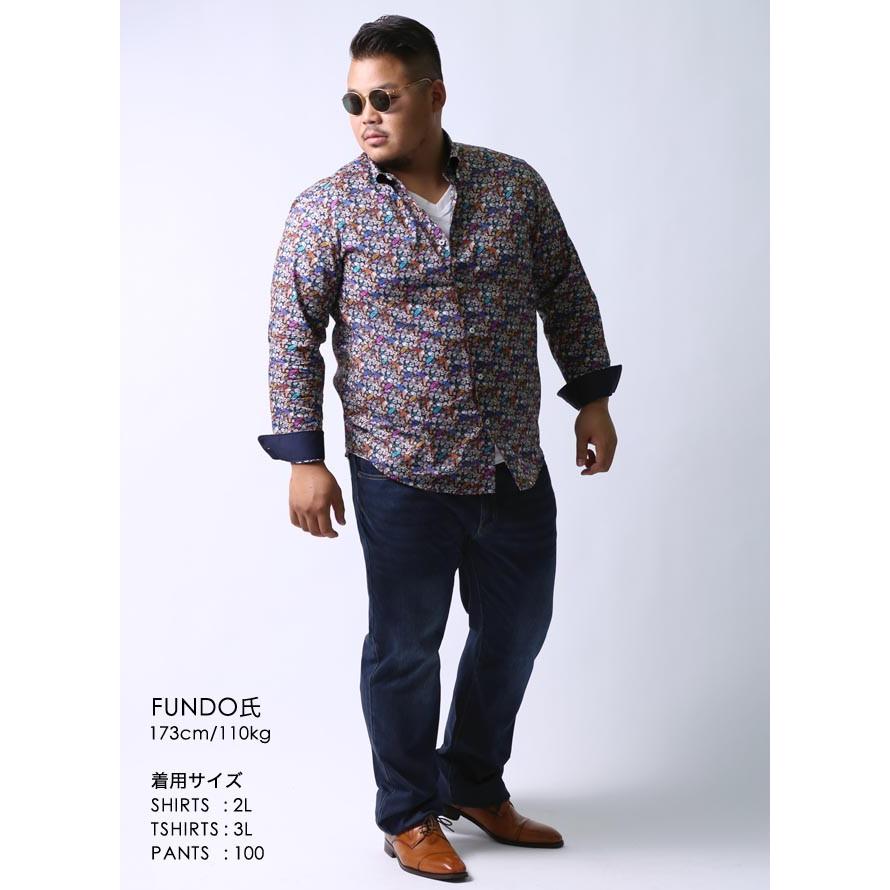 大きいサイズ 長袖シャツ カジュアルシャツ メンズ ボタンダウン barasssi カジノ柄 日本製 限定1点 2L 3L    紺 秋 冬 |  | 09