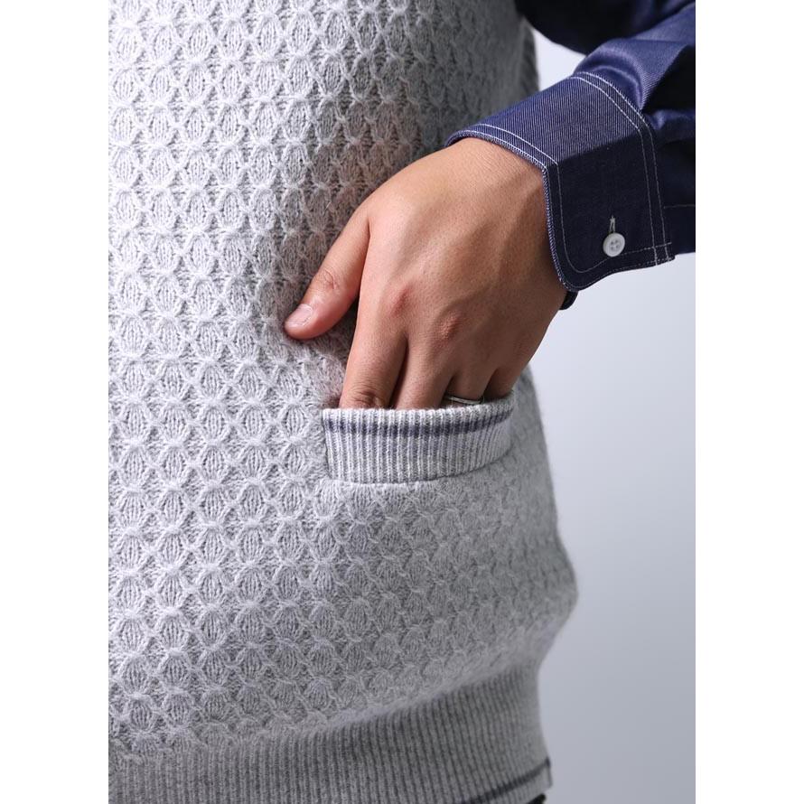 大きいサイズ ニットベスト メンズ CAPRI(カプリ) ワッペン付き アンゴラ混 日本製 限定1点 2L 3L 灰 秋 冬 |  | 04