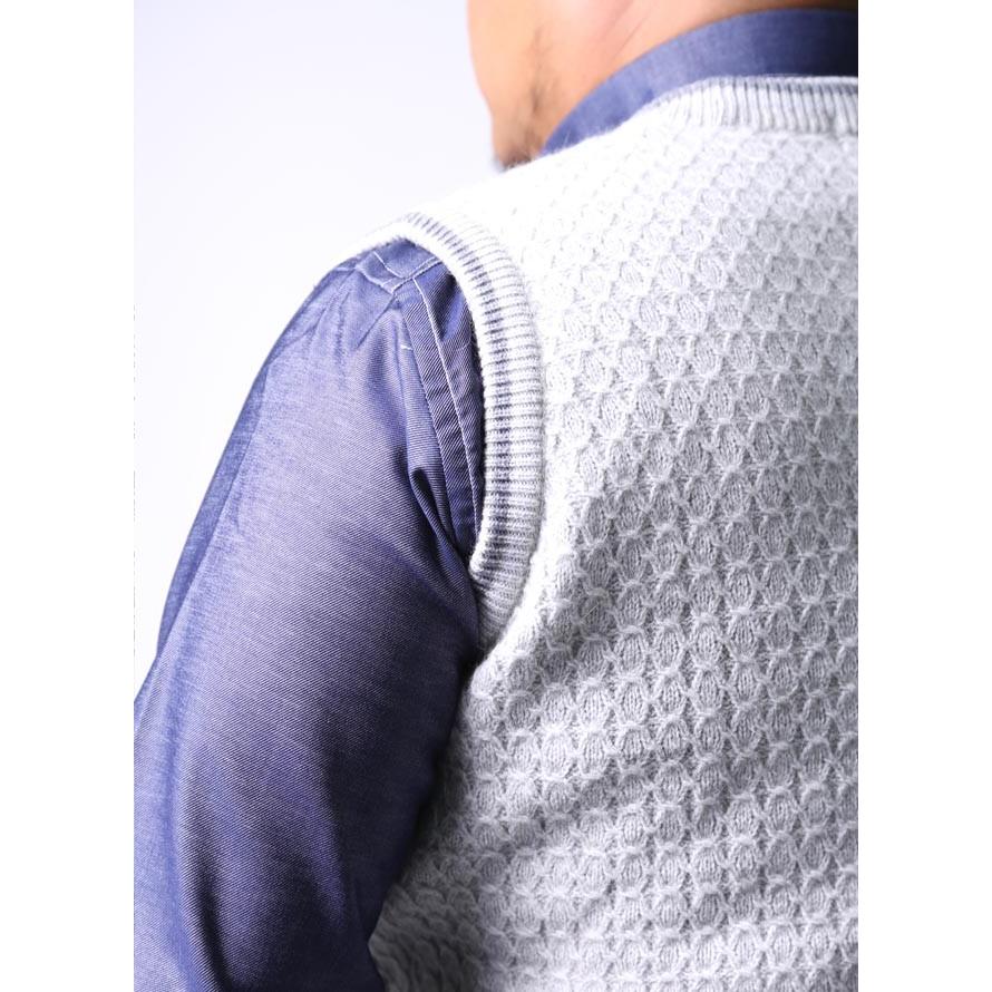 大きいサイズ ニットベスト メンズ CAPRI(カプリ) ワッペン付き アンゴラ混 日本製 限定1点 2L 3L 灰 秋 冬 |  | 05