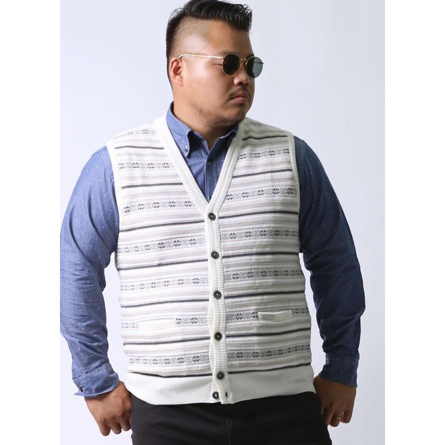 大きいサイズ ニット セーター メンズ ベスト Vittorio Carini(ビットリオ カリーニ) ウール 日本製 限定1点 2L(50) 白 紺 黒 秋 冬 |  | 01