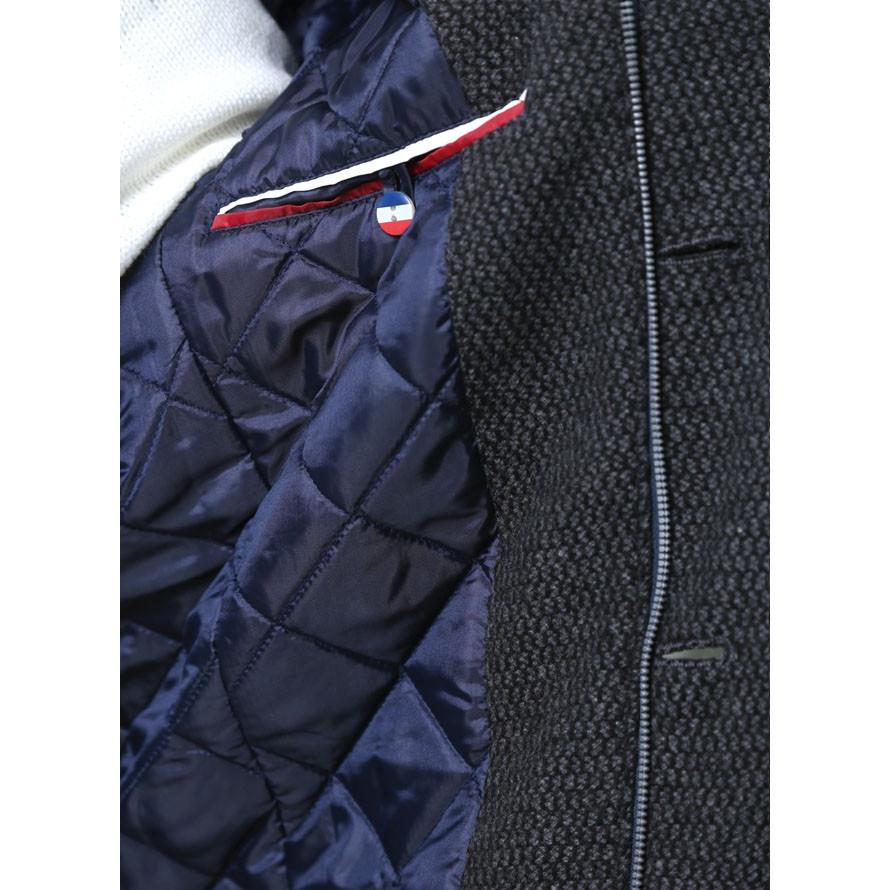 大きいサイズ 中綿コート メンズ ハーフコート VAGIIE(バジエ) ツイード ウール フード脱着式 2L カジュアル 紺　黒 秋 冬 |  | 10