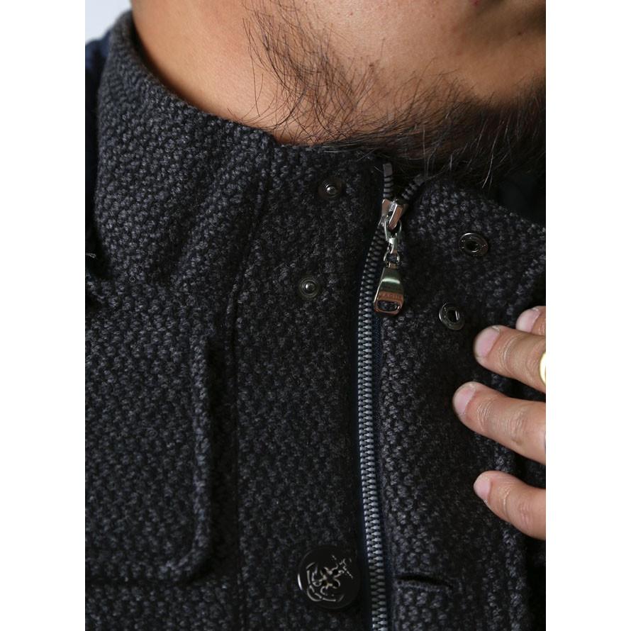 大きいサイズ 中綿コート メンズ ハーフコート VAGIIE(バジエ) ツイード ウール フード脱着式 2L カジュアル 紺　黒 秋 冬 |  | 12