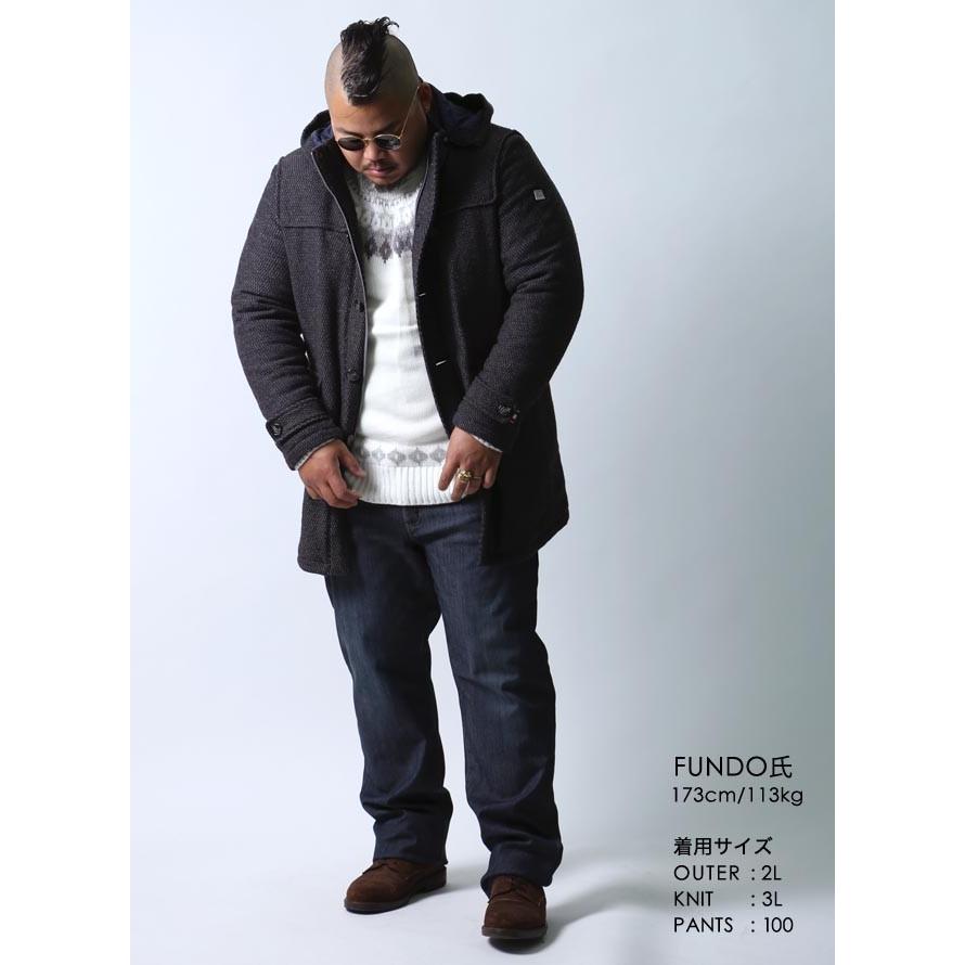 大きいサイズ 中綿コート メンズ ハーフコート VAGIIE(バジエ) ツイード ウール フード脱着式 2L カジュアル 紺　黒 秋 冬 |  | 14