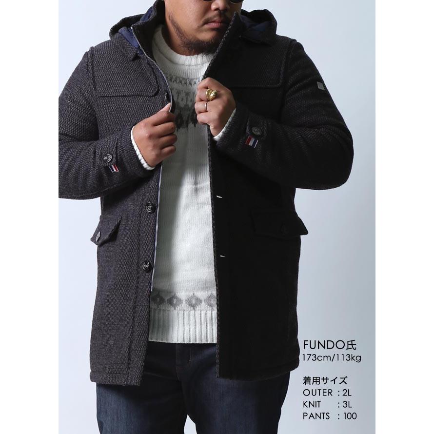 大きいサイズ 中綿コート メンズ ハーフコート VAGIIE(バジエ) ツイード ウール フード脱着式 2L カジュアル 紺　黒 秋 冬 |  | 15
