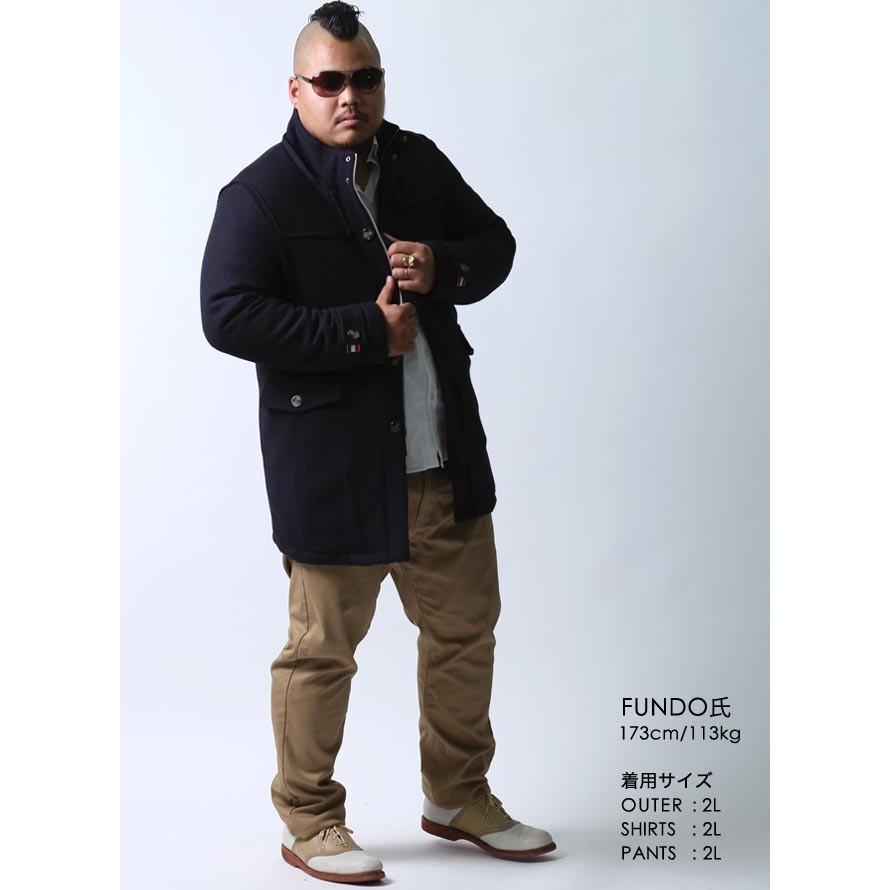 大きいサイズ 中綿コート メンズ ハーフコート VAGIIE(バジエ) ツイード ウール フード脱着式 2L カジュアル 紺　黒 秋 冬 |  | 17