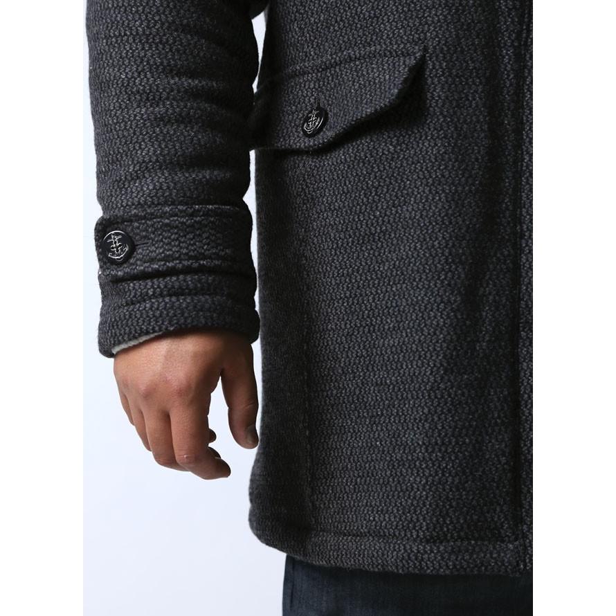 大きいサイズ 中綿コート メンズ ハーフコート VAGIIE(バジエ) ツイード ウール フード脱着式 2L カジュアル 紺　黒 秋 冬 |  | 04