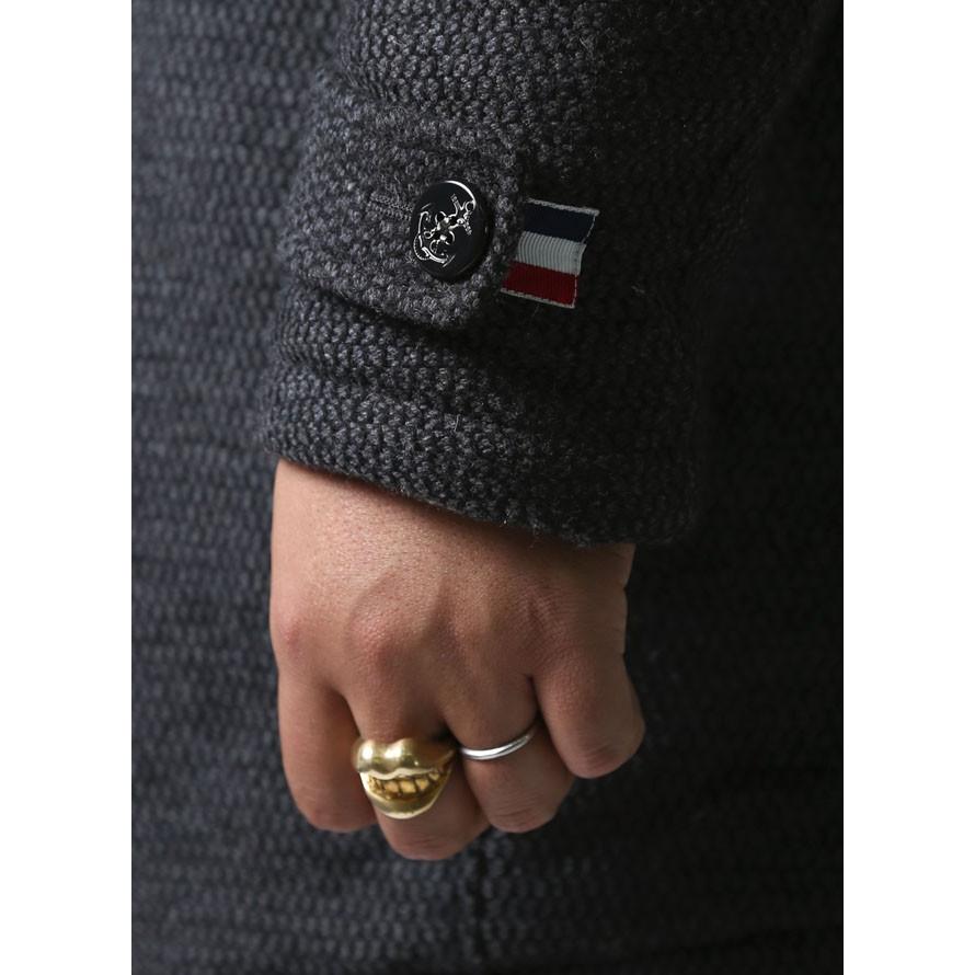 大きいサイズ 中綿コート メンズ ハーフコート VAGIIE(バジエ) ツイード ウール フード脱着式 2L カジュアル 紺　黒 秋 冬 |  | 05