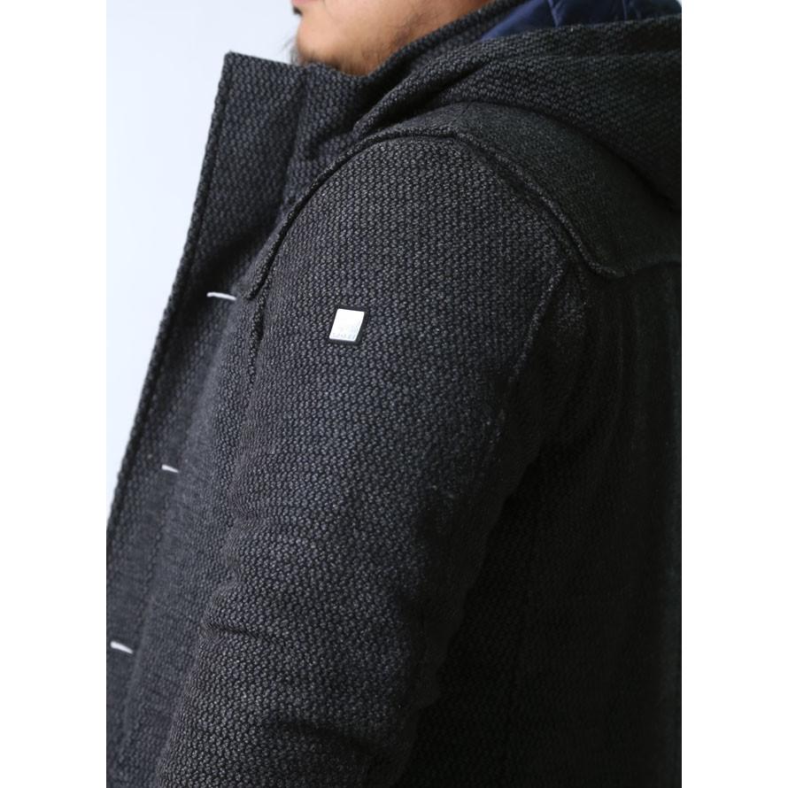 大きいサイズ 中綿コート メンズ ハーフコート VAGIIE(バジエ) ツイード ウール フード脱着式 2L カジュアル 紺　黒 秋 冬 |  | 06