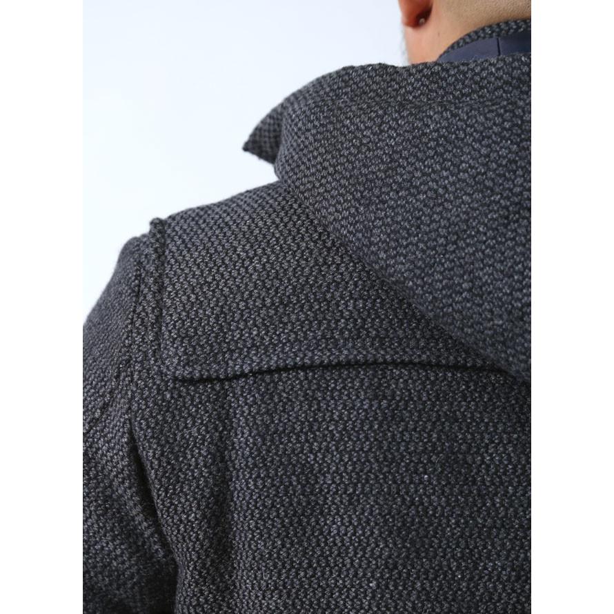 大きいサイズ 中綿コート メンズ ハーフコート VAGIIE(バジエ) ツイード ウール フード脱着式 2L カジュアル 紺　黒 秋 冬 |  | 08