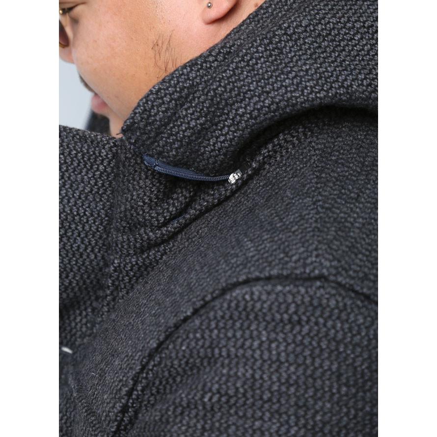 大きいサイズ 中綿コート メンズ ハーフコート VAGIIE(バジエ) ツイード ウール フード脱着式 2L カジュアル 紺　黒 秋 冬 |  | 09