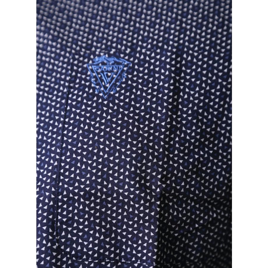 大きいサイズ 長袖シャツ カジュアルシャツ メンズ スタンドカラー Carini(カリーニ) 三角柄 日本製 2L(50)    カジュアル 白 紺 春 夏 | HIROKO KOSHINO | 07