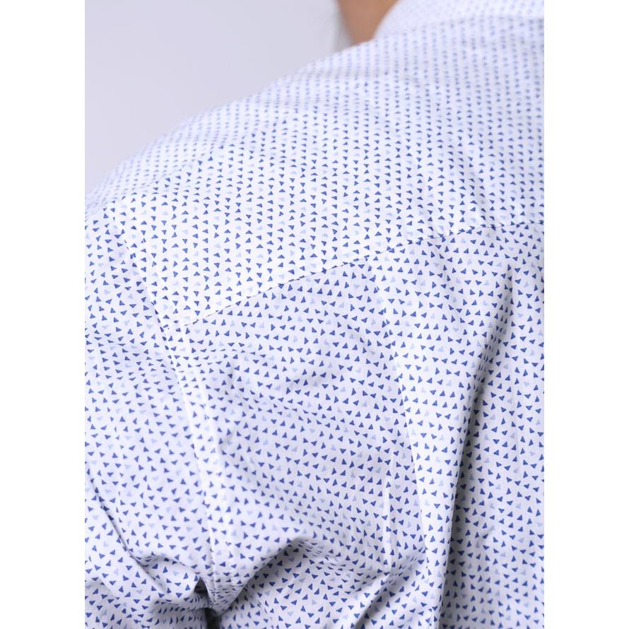 大きいサイズ 長袖シャツ カジュアルシャツ メンズ スタンドカラー Carini(カリーニ) 三角柄 日本製 2L(50)    カジュアル 白 紺 春 夏 | HIROKO KOSHINO | 08