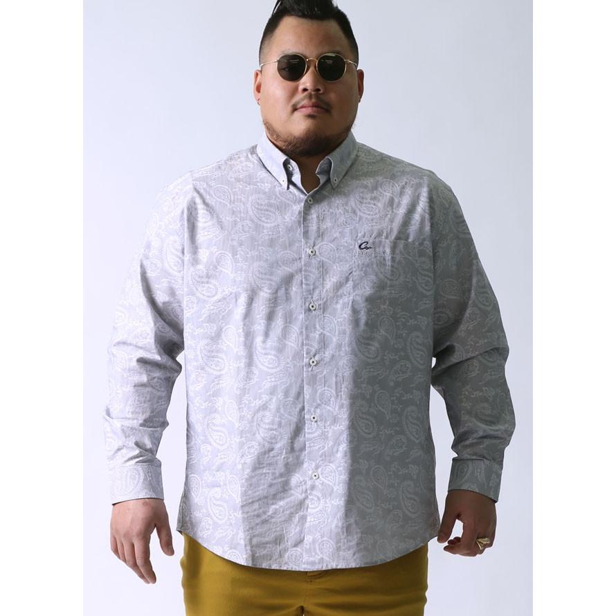 大きいサイズ 長袖シャツ カジュアルシャツ メンズ ボタンダウン CAPRI(カプリ) ペイズリー柄 日本製 3L(52)    カジュアル 白 春 夏 | HIROKO KOSHINO | 01