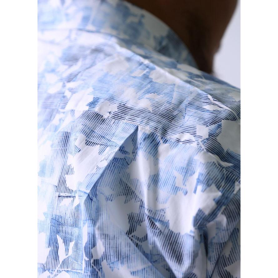 大きいサイズ 長袖シャツ カジュアルシャツ メンズ ボタンダウン barassi(バラシ) 幾何学ボタニカル柄 イタリア生地 3L(52)     青 春 夏 |  | 05