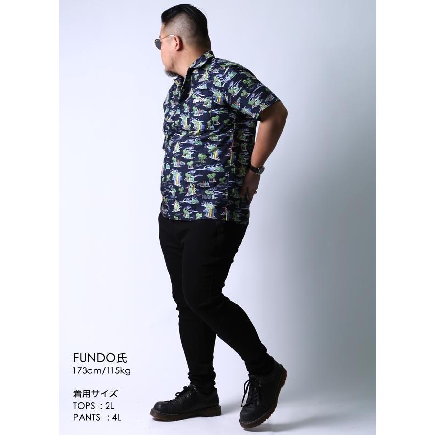 大きいサイズ 半袖シャツ カジュアルシャツ メンズ 開襟 オープンカラー アロハシャツ CAPRI(カプリ) 南国柄 2L(50)     紺 白 春 夏 |  | 12