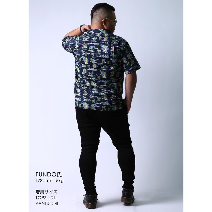 大きいサイズ 半袖シャツ カジュアルシャツ メンズ 開襟 オープンカラー アロハシャツ CAPRI(カプリ) 南国柄 2L(50)     紺 白 春 夏 |  | 13