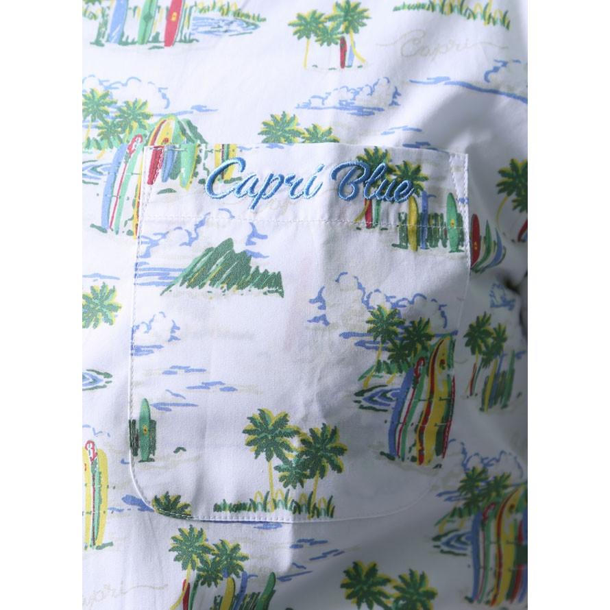 大きいサイズ 半袖シャツ カジュアルシャツ メンズ 開襟 オープンカラー アロハシャツ CAPRI(カプリ) 南国柄 2L(50)     紺 白 春 夏 |  | 04